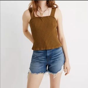 Madewell Tilney Ribbed Sweater Tank - green/tan